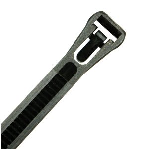 Releasable Cable Ties, Black UV Treated, 130mm Long x 7.6mm Wide, 100 Pack