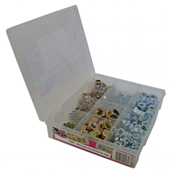 Metric Coarse, Hex & Nyloc Nuts, 310 Piece Blister Pack