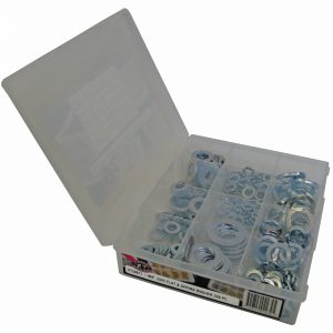 Flat & Spring Washer, Imp, Zinc, 220 Piece Blister Pack