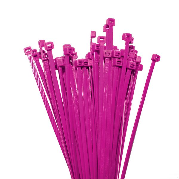 Cable Ties, Pink, 300mm x 4.8mm, 25 Pack