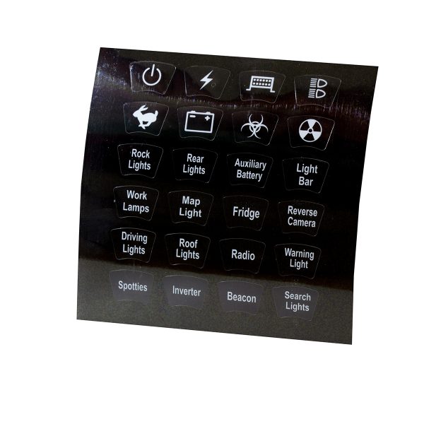 Rocker Switch 24 Icon Sticker Kit to Suit Sealed Rocker Switches for Automotive & Marine Applications