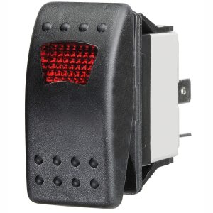 Red LED Sealed Rocker Switch, On/Off, 16Amps at 12V, Bulk Qty 1
