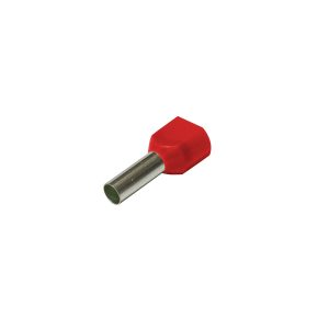 Bootlace Ferrules, Twin Entry, Red, 1.0mm_