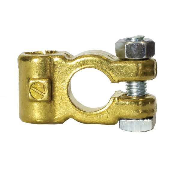 Battery Terminal, Brass Plated, Side Entry, Negative