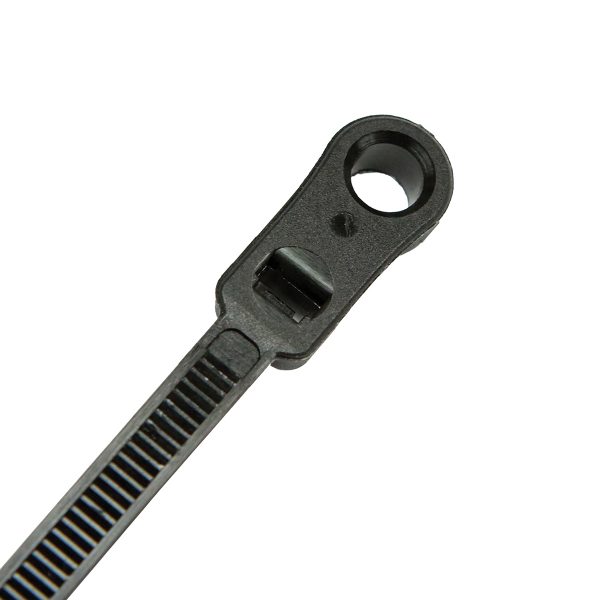 Mounting Head Cable Ties, Black UV Treated, 200mm Long x 4.8mm Wide, 20 Pack
