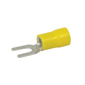 Terminals, Fork, Yellow, 4mm, Pack 8