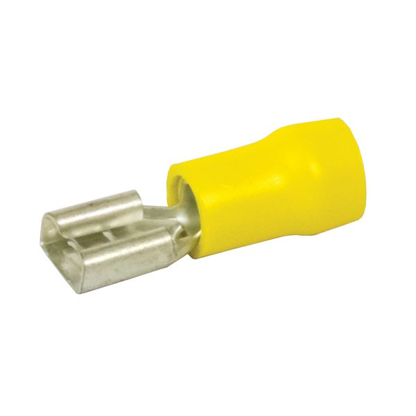 Terminals, Female, Yellow, 6.3mm, Pack 8