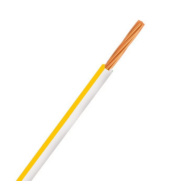 Automotive Single Core Cable, White & Yellow, 4mm, 23/.32 Stranding, 30M