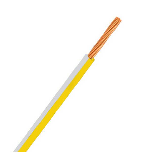 Automotive Single Core Cable, Yellow & White, 4mm, 23/.32 Stranding, 30M